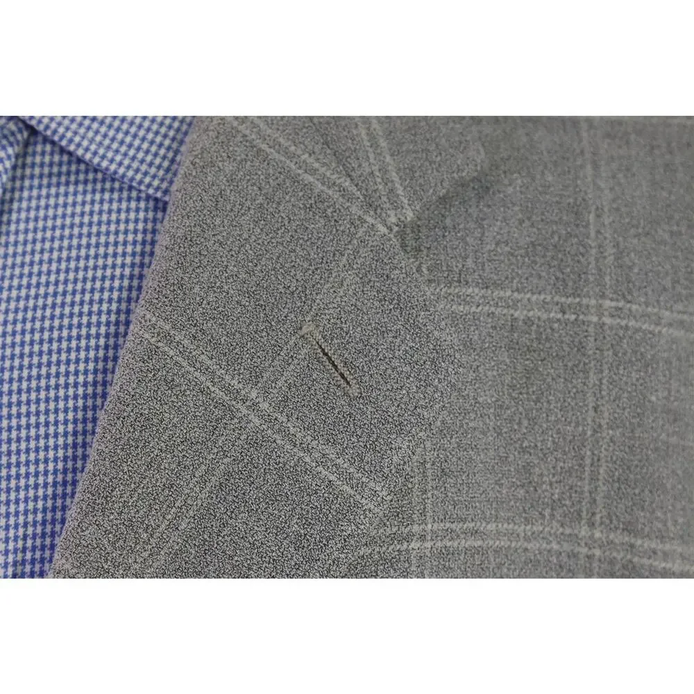 Armani Collezioni Gray Knit Windowpane Wool Silk 3-Btn Sportcoat Blazer 44R